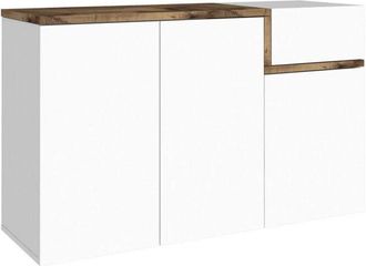 Dmora Scarpiera Anist, Mobile multiuso 3 ante e 1 anta a ribalta, Portascarpe da ingresso, 100% Made in Italy, cm 120x40h80, Bianco lucido e Acero - Dmora