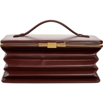 Victoria Beckham Concertina Leather Accordion Clutch in Dark Burgundy at Nordstrom