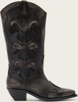AllSaints Leather Dolly Western Leather Boots, Size: UK 4/ US 7/ EU 37