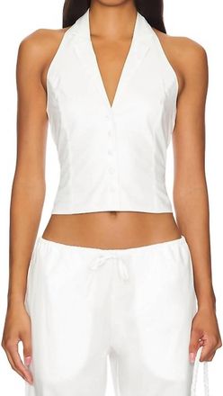 Frankies Bikinis Cottage Poplin Halter Top In White