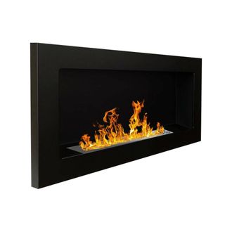 Dmora Chimenea De Bioetanol Dsquizzat, Chimenea Ecol&oacute;gica, Hogar Sin Humo, Calefactor De Etanol, Made In Italy, 90x12 H39 Cm, Negro - Dmora