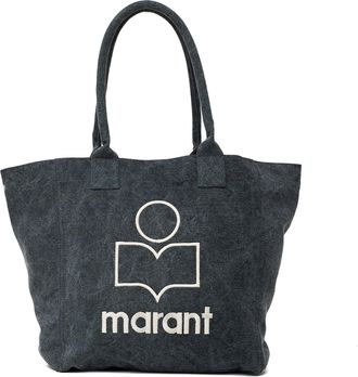 Isabel Marant Small Yenky Washed Cotton Canvas Logo Tote Bag