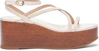 Stuart Weitzman Wovette Wedge - Dames - Sleehakken - Beige - 38 1/2 EU - Schoenen