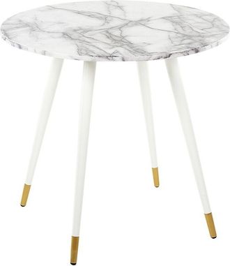 Beliani Beliani - Mesa de comedor blanco dorado 80 cm mdf mármol patas metal Gutiere