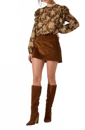 Astr Kinley Long Sleeve Top In Olive Floral