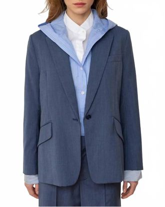 WE-AR4 Venue Notched Lapel Blazer In Smoke Blue