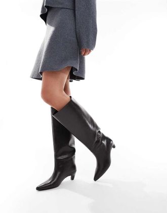New Look Stivali al ginocchio kaki con tacchetti a spillo-Verde