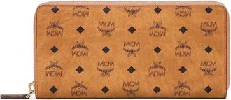 MCM Aren Zip Around Wallet in Visetos in Cognac at Nordstrom