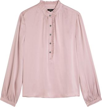 Rails Sien Ruffled Silk Blouse - Pink - S (UK8-10 / S)