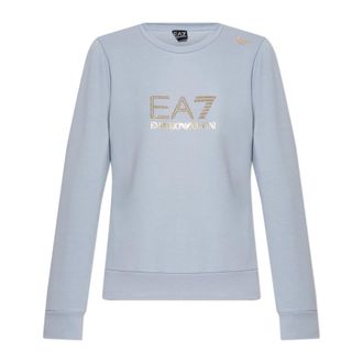 Emporio Armani Sweatshirts, female, Blue, Size: XS Evolution Stretch Viscose-Blend Crew-Neck Sweatshirt