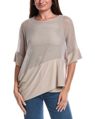 Joseph Ribkoff Asymmetrical Hem Mesh Top