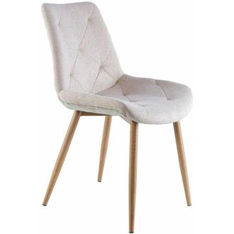 Home Heavenly Home Heavenly - Pack 4 Sillas Comedor Marilyn. Tapizado Extra Suave Dise&ntilde;o Rombos. Patas Metal Tipo Roble. Color: Beige - Pata Madera