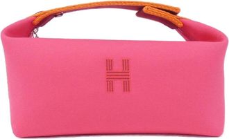 Herm&egrave;s Pink Canvas Pouch (Pre-Owned)