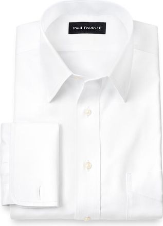 Paul Fredrick Slim Fit Non-iron Cotton Pinpoint Solid Point Collar French Cuff Dress Shirt in White at Nordstrom, Size 17.5 - 35