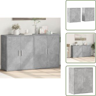 vidaXL Credenze per casa - vidaXL Credenze 2 pz Grigio Cemento 60x31x70 cm in Legno Multistrato - Credenze per stanza