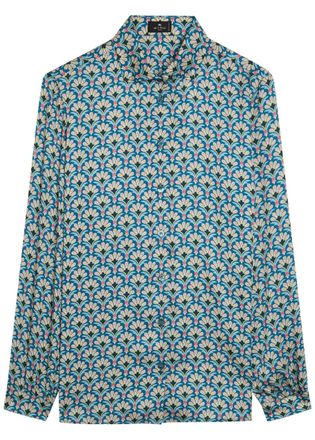 Etro Patterned Satin Shirt - Blue - 42 (UK10 / S)