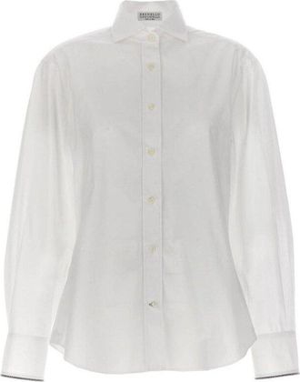 Brunello Cucinelli White Tailored Cotton Shirt, Size X-Large