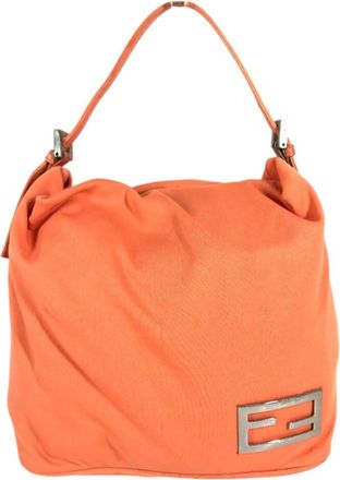 Fendi Orange Nylon Canvas Handbag Shoulder Bag Tote Bag (Pre-Owned)