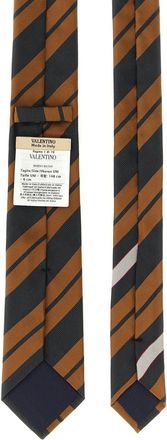 Valentino Garavani Regimental Striped Silk Necktie - Navy
