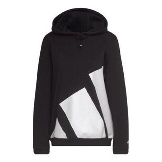 adidas (WMNS) adidas Colorblock Large Logo Sports Hoodie Black HI1024