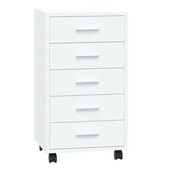 vidaXL Cajonera Con Ruedas Madera Contrachapada Blanco Brillante Vidaxl