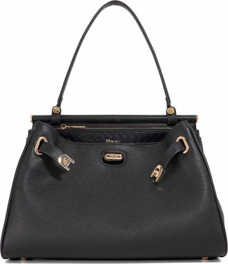 Dune London Womens Accessories Dynamic M - Leather Metal Trim Tote Bag - Black - One Size