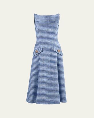 Carolina Herrera Tweed Sleeveless A-Line Dress