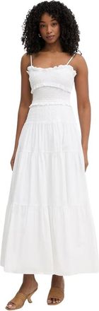 Michael Kors Abito lungo in popeline di cotone con smock - - Dresses - Donna - Bianco - M