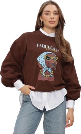Ydence Iconische En Pluche Trui - Dames - Sweatshirts - Bruin - L - Katoen - Hoodies & sweatvesten