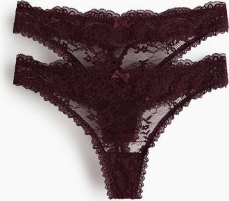 H&M 2er-Pack Tangas aus Spitze - Weinrot