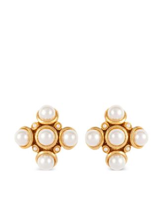 Susan Caplan Vintage Orecchini a clip con perle sintetiche anni 80 - Oro