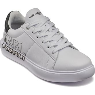 Karl Lagerfeld Leather Low Top Sneaker in White at Nordstrom Rack, Size 10.5