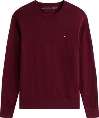 Tommy Hilfiger Trui met geborduurd logo en ronde hals - Rood