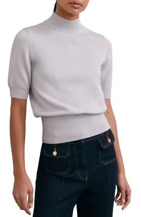 Reiss Aria Mock Neck Cotton & Wool Sweater in Grey at Nordstrom, Size X-Small