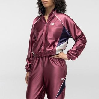 New Balance Mujer Basketball Track Jacket en Rojo, Poly Knit, Talla M