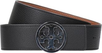 Tory Burch Riem van generfd leer met metalen gesp - Dames - Riemen - Zwart - XS - Leer - Accessoires
