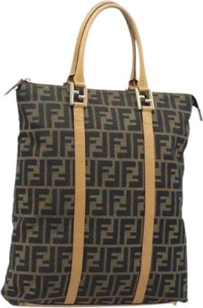 Fendi Pre-owned Zucca Canvas Tote Bag - Dames - Vintage Shopper - Bruin - ONE Size - Leer - Vintage