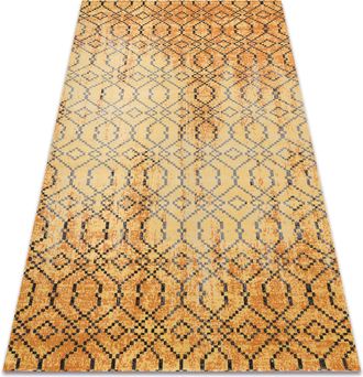 RugsX Rugsx - Alfombra Moderna Mundo D5751 Glamour Exterior Naranja / Negro Orange 140x190 Cm