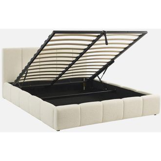 Sweeek Cama Con Caj&oacute;n Con Somier De L&aacute;minas Y Cabecero 160cm, Acabado En Borreguito
