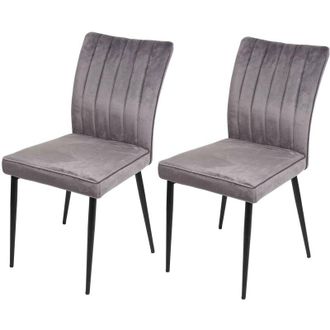 Hhg Hhg - Nunca Usado] Juego De 2 Sillas De Comedor 319, Silla De Cocina, Terciopelo Metal, Gris Oscuro