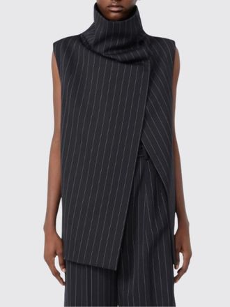 Sportmax Pinstriped Wool Double-Breasted Asymmetrical Waistcoat