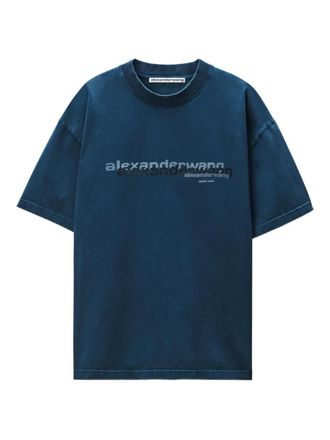 Alexander Wang logo-print T-shirt - unisex - Cotton/Elastane - S - Blue