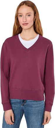 Mod-o-doc Long Sleeve Deep-v Neck Sweatshirt Womens Sweatshirt Zinfandel : LG (US 12-14), Cotton