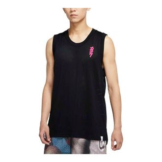 Air Jordan Mens Air Jordan Pattern Printing Mesh Round Neck Sports Vest Black DR2112-010
