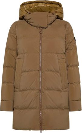 Peuterey Bruine Gewatteerde Jas met Capuchon - Dames - Gewatteerde jassen - Bruin - XL - Polyester - Jassen