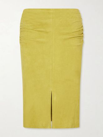 Stouls Gonna Midi In Camoscio Arricciato Ooma - Verde