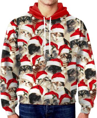 Generic MenS Hoodie Xmas Jumper Men 2025 Mens Winter Christmas Printed Casual Sports Loose Hoodie Sweatshirt For Teenage Boys (A, L)