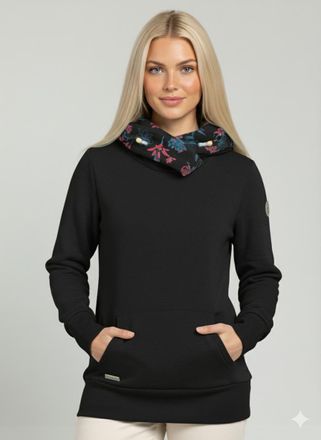 Ragwear Sweatshirt RAGWEAR ANGELLIKA FLOWERS O, Damen, Gr. XXL, schwarz, Sweatware, Obermaterial: 90% Baumwolle, 10% Polyester, bedruckt, gemustert, normal, R