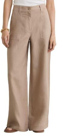 Reiss Ashby Wide Leg Linen Pants in Neutral at Nordstrom, Size 4