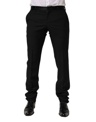 Dolce & Gabbana Mens Wool Formal Trousers Black
